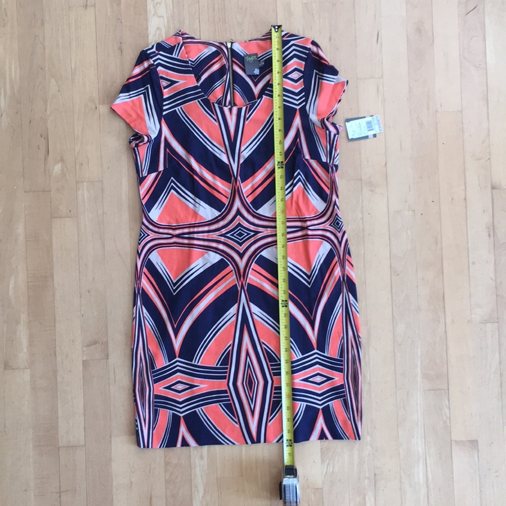 NEW Taylor coral navy jersey knit Art Deco sz 12 - Picture 7 of 11